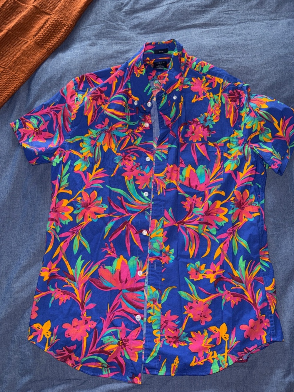 J. Crew Short Sleeve Floral Button down collar Shirt flex casual